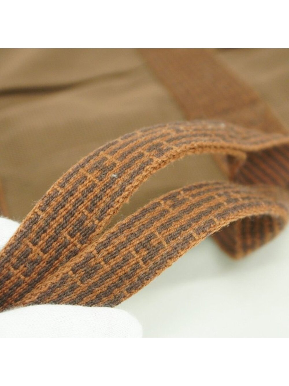 ★SOLD★ Hermes Tote Her Line Canvas Brown Silver - Picture 9 of 10